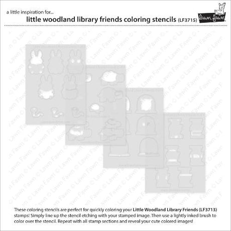 Lawn Fawn - Lawn Clippings - Little Woodland Library Friends Coloring Stencils