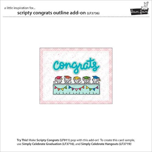Lawn Fawn - Lawn Cuts - Scripty Congrats Outline Add-On Die
