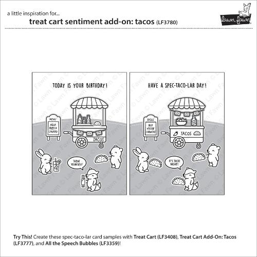 Lawn Fawn - Stamps - Treat Cart Sentiment Add-On: Tacos