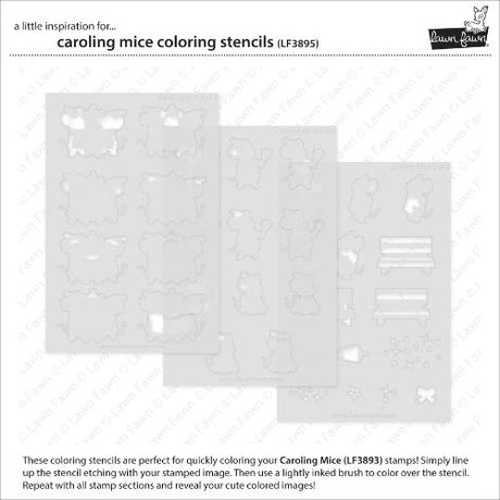 Lawn Fawn - Lawn Clippings - Caroling Mice Coloring Stencils