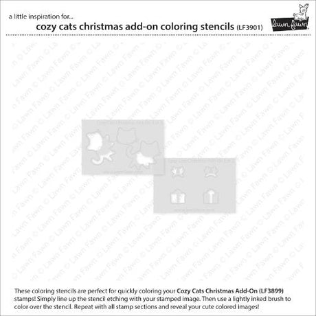 Lawn Fawn - Lawn Clippings - Cozy Cats Christmas Add-On Coloring Stencils