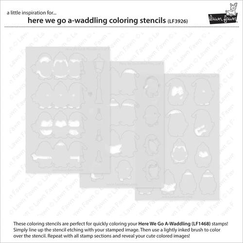 Lawn Fawn - Lawn Clippings - Here We Go A-Waddling Coloring Stencils