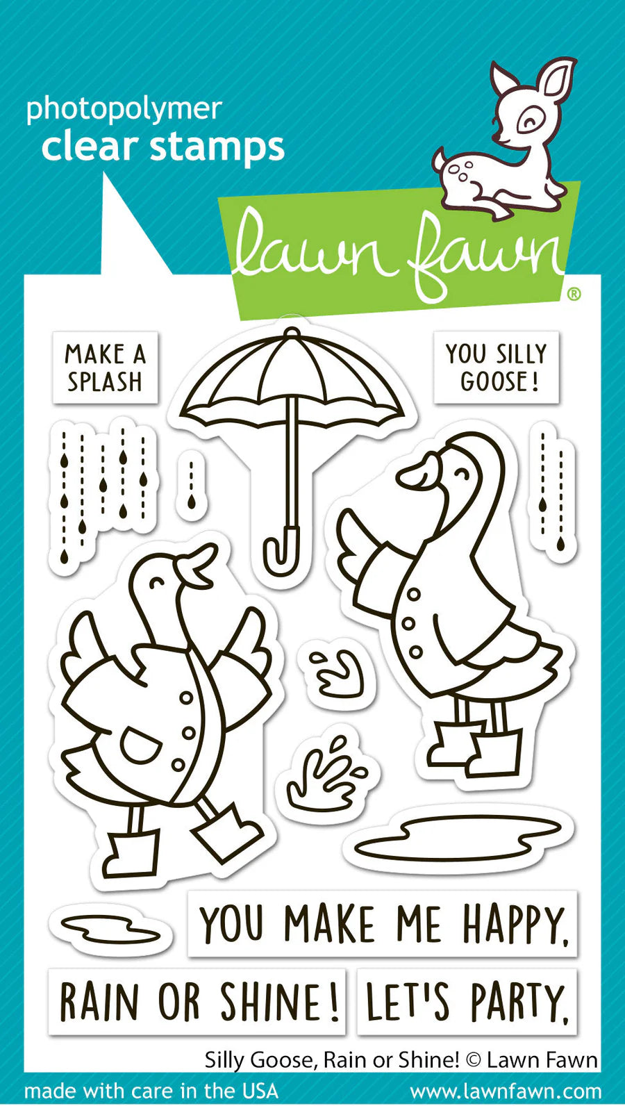 Lawn Fawn - Stamps - Silly Goose, Rain or Shine!