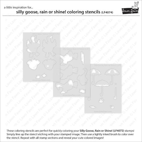 Lawn Fawn - Lawn Clippings - Silly Goose, Rain or Shine! Coloring Stencils