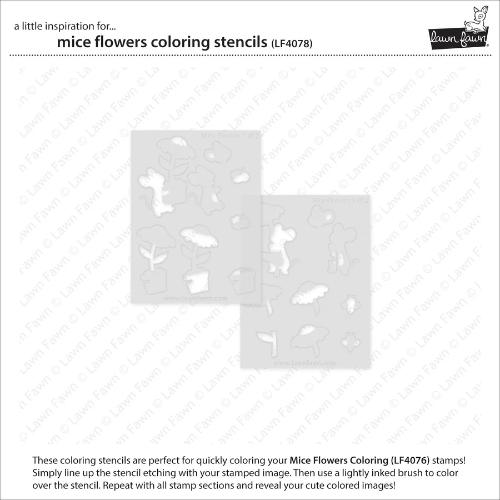 Lawn Fawn - Lawn Clippings - Mice Flowers Coloring Stencils