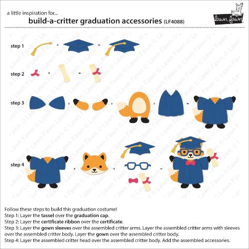 Lawn Fawn - Lawn Cuts - Build-A-Critter Graduation Accessories Dies