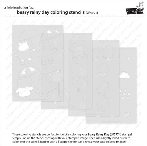 Lawn Fawn - Lawn Clippings - Beary Rainy Day Coloring Stencils