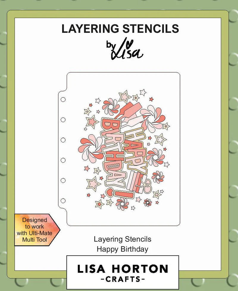 Lisa Horton Crafts - Happy Birthday A6 Layering Stencils