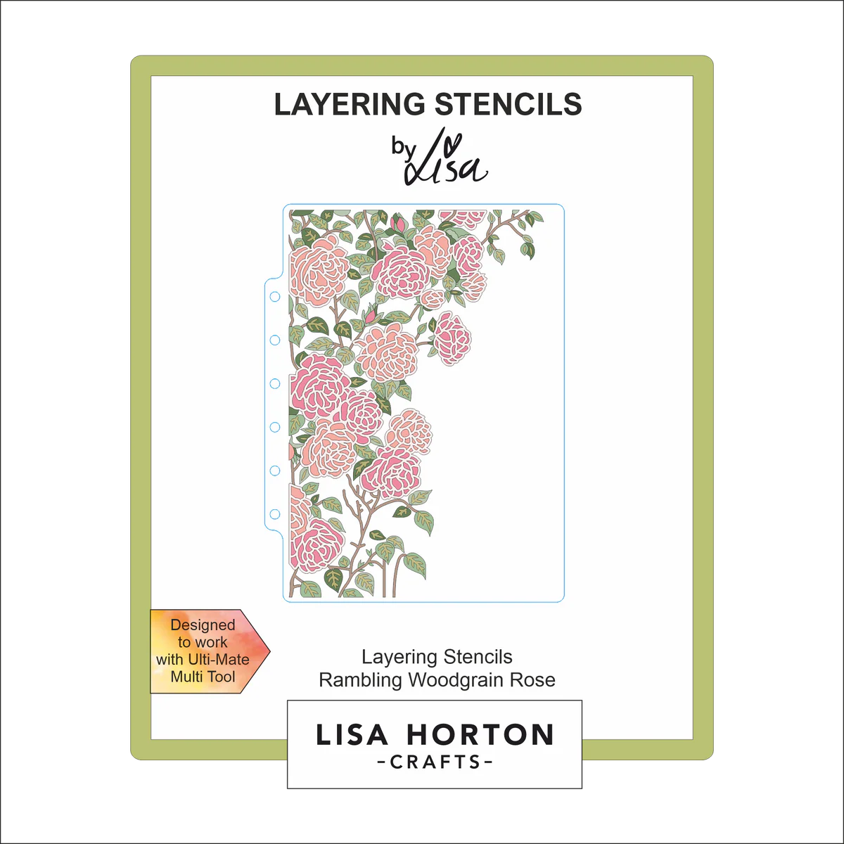 Lisa Horton Crafts - Rambling Woodgrain Rose 5x7 Layering Stencils