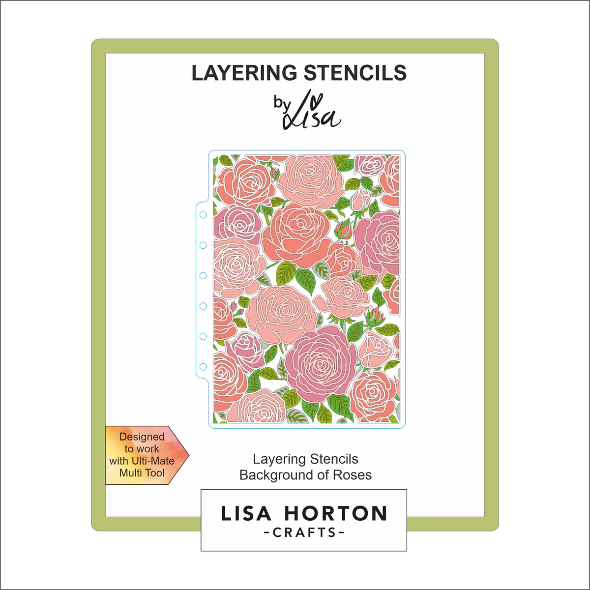 Lisa Horton Crafts - Background Of Roses 5x7 Layering Stencils