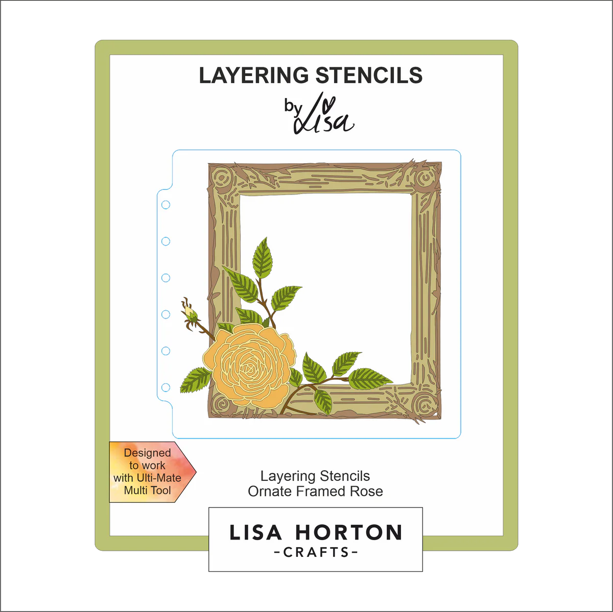 Lisa Horton Crafts - Ornate Framed Rose 6x6 Layering Stencils