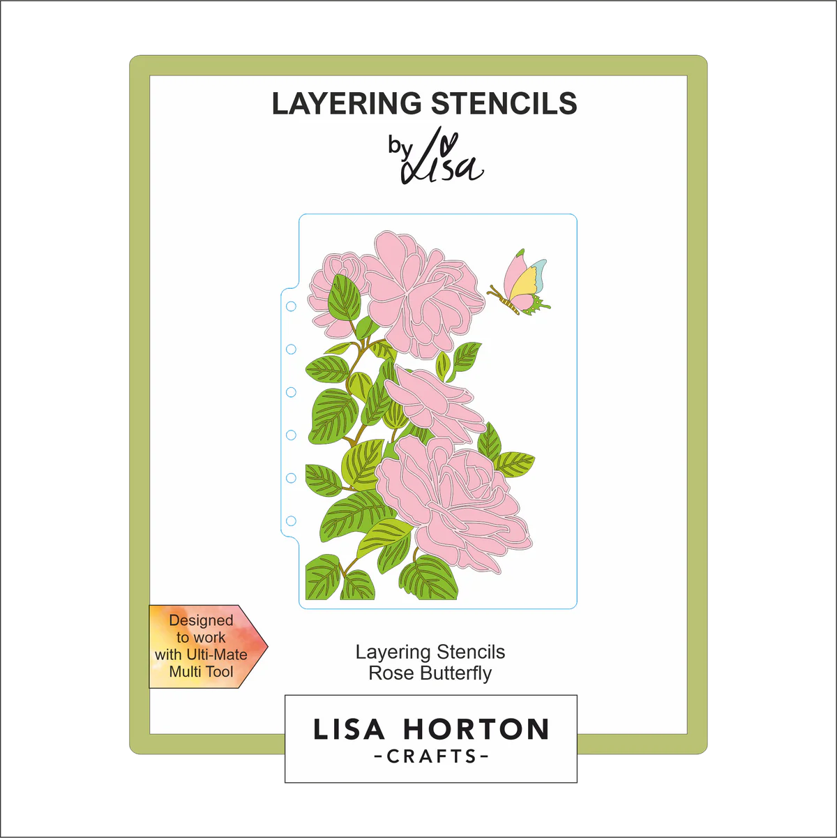 Lisa Horton Crafts - Rose Butterfly 5x7 Layering Stencils