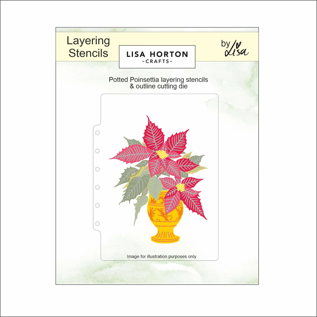 Lisa Horton Crafts - Potted Poinsettia 5" x 7" Layering Stencils & Die