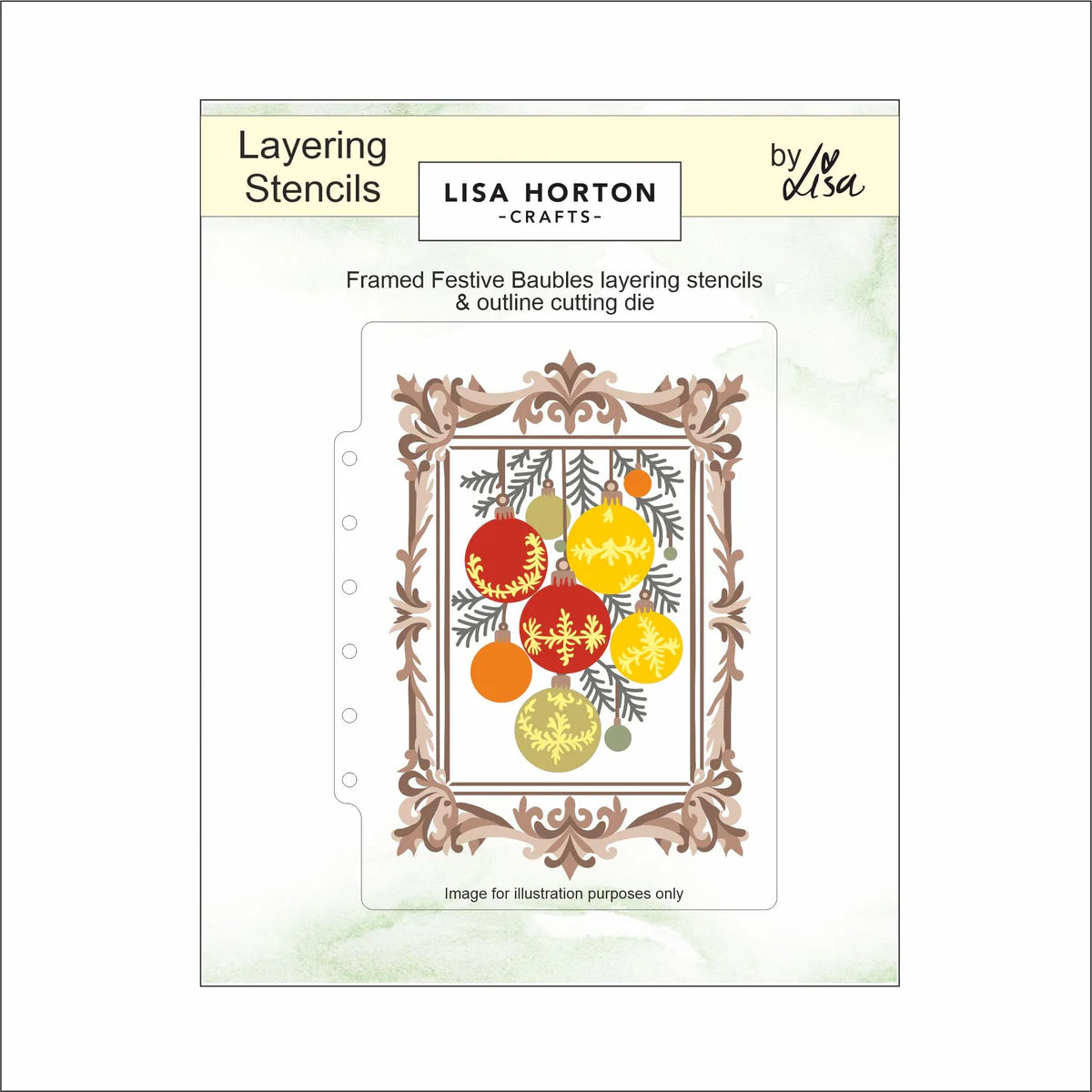 Lisa Horton Crafts - Framed Festive Baubles 5" x 7" Layering Stencils & Die