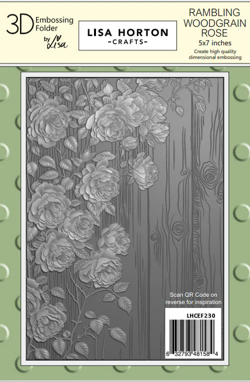 Lisa Horton Crafts - Rambling Woodgrain Rose 5x7 3D Embossing Folder