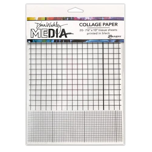Dina Wakley Media Collage Tissue Paper 7.5"X10" 20/Pkg Grid