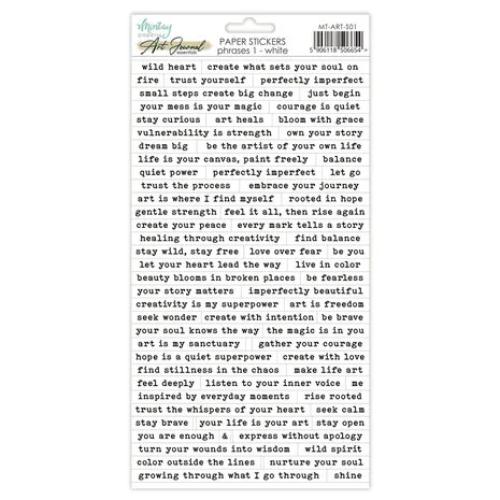 Mintay Art Journal Paper Stickers 6x12 Inch Phrases 1 White (MT-ART-S01) - Postage as per actual