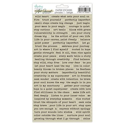 Mintay Art Journal Paper Stickers 6x12 Inch Phrases 1 Beige (MT-ART-S02) - Postage as per actual