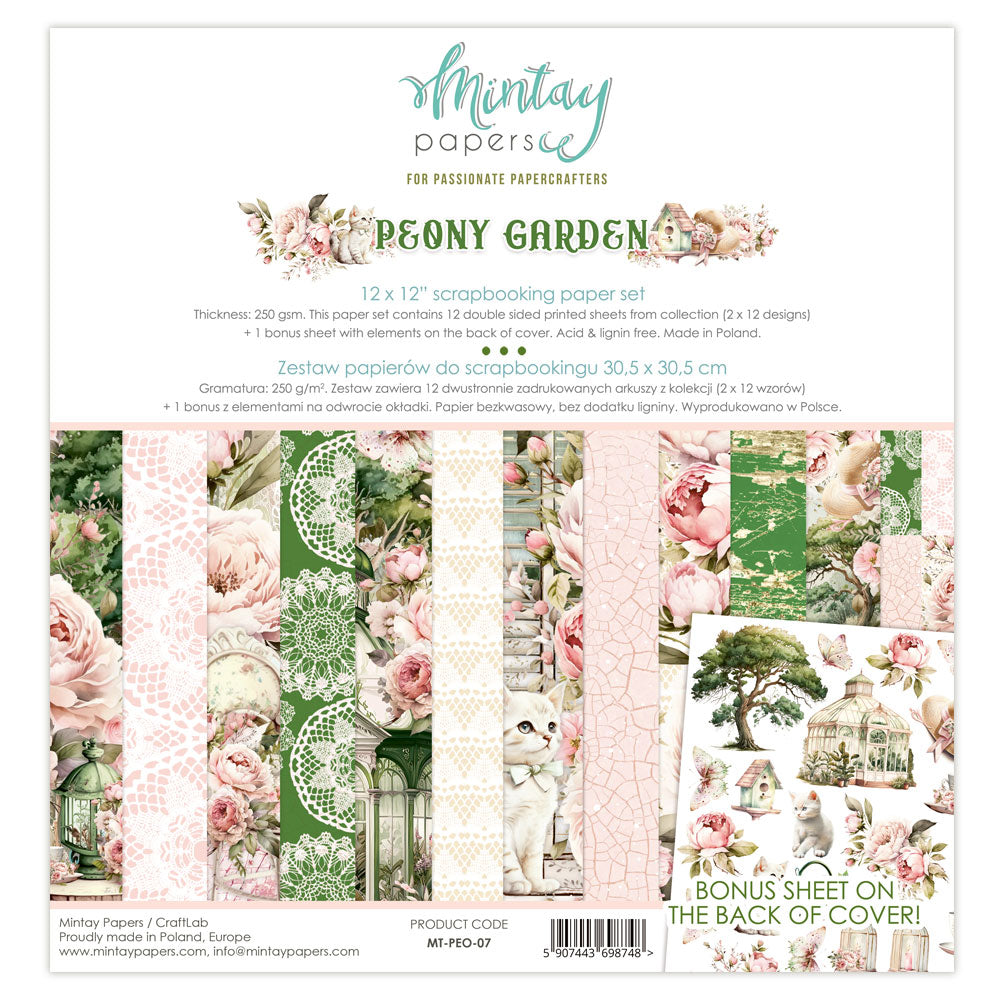 Mintay - 12 x 12 Paper Set - Peony Garden - Postage as per actual