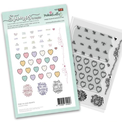 Polkadoodles - Love Hearts 4 X 6" Stamp Set