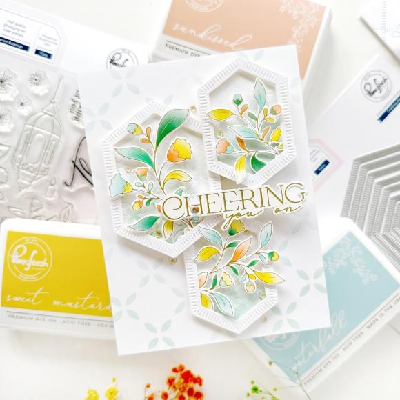 Pinkfresh Studio - Nested Hexagons Blanket Stitched die