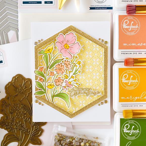 Pinkfresh Studio - Nested Hexagons Blanket Stitched die