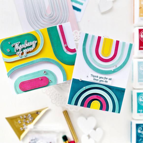 Pinkfresh Studio - Nested Elongated Ovals Blanket Stitched die