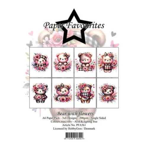 Paper Favourites - A6 Paper Pack Bear with flowers (PFA561)