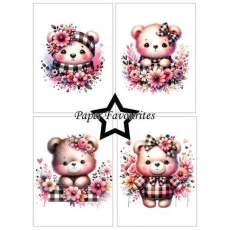 Paper Favourites - A6 Paper Pack Bear with flowers (PFA561)