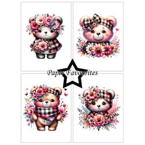Paper Favourites - A6 Paper Pack Bear with flowers (PFA561)