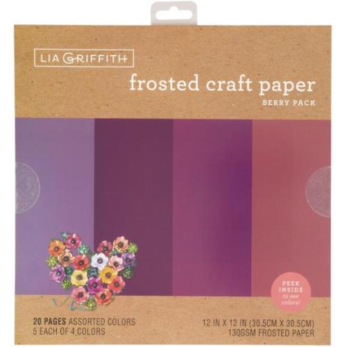 Lia Griffith Frosted Craft Tissue Paper 12"X12" 20/Pkg Berry-Purples - Postage as per Actual