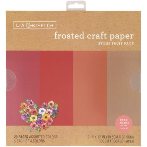 Lia Griffith Frosted Craft Tissue Paper 12"X12" 20/Pkg Stone Fruit-Reds - Postage as per Actual