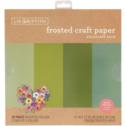 Lia Griffith Frosted Craft Tissue Paper 12"X12" 20/Pkg Succulent-Greens - Postage as per Actual