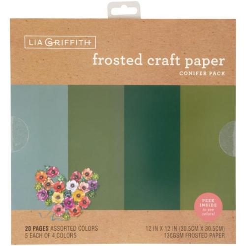 Lia Griffith Frosted Craft Tissue Paper 12"X12" 20/Pkg Conifer-Blues - Postage as per Actual