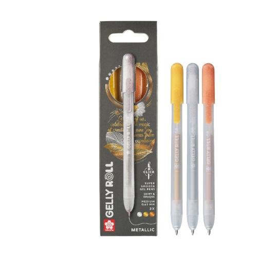 Sakura - Gelly Roll Retractable Metallic Set Silver Gold Copper 3pcs