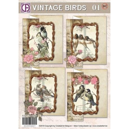 Creatief Art Vintage Birds 01 Card Kit (RE2530-0087)
