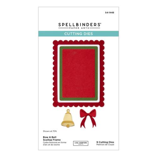 Spellbinders - Bow & Bell Scallop Frame Etched Dies from the All About Christmas Collection by Lisa Horton