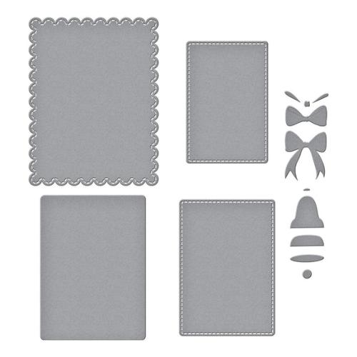 Spellbinders - Bow & Bell Scallop Frame Etched Dies from the All About Christmas Collection by Lisa Horton