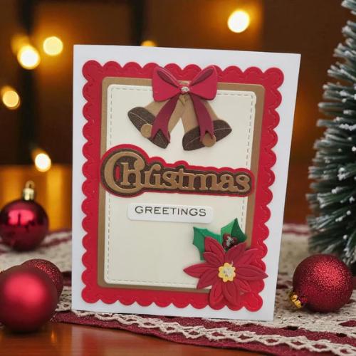 Spellbinders - Bow & Bell Scallop Frame Etched Dies from the All About Christmas Collection by Lisa Horton