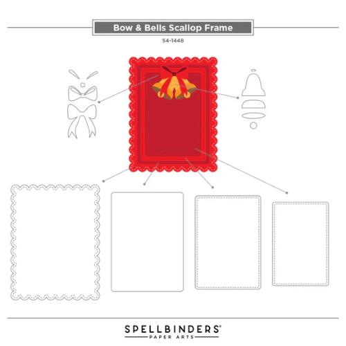Spellbinders - Bow & Bell Scallop Frame Etched Dies from the All About Christmas Collection by Lisa Horton