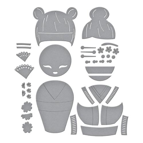 Spellbinders - Kokeshi Dolls Etched Dies from the Spring in Kyoto Collection by Alex Syberia Designs