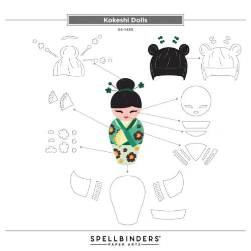 Spellbinders - Kokeshi Dolls Etched Dies from the Spring in Kyoto Collection by Alex Syberia Designs