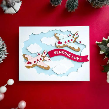 Spellbinders - Gingerbread Plane & Banners Etched Dies from the Candy Christmas Collection by Stamperia