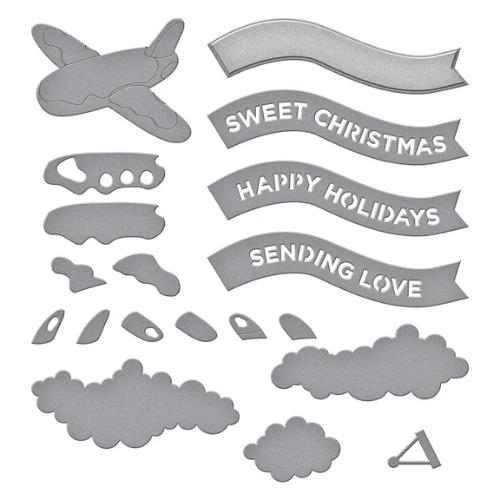 Spellbinders - Gingerbread Plane & Banners Etched Dies from the Candy Christmas Collection by Stamperia