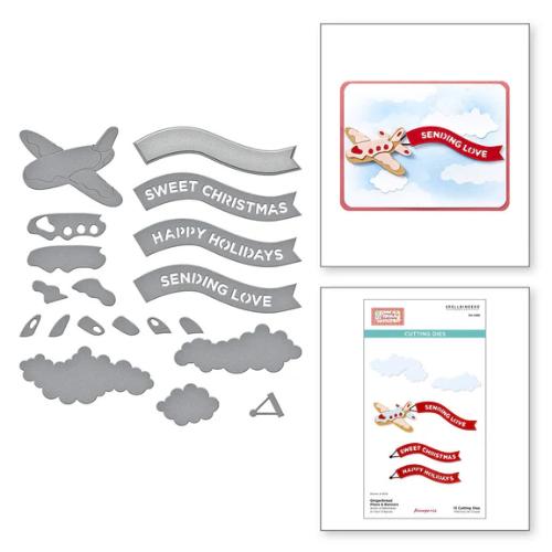 Spellbinders - Gingerbread Plane & Banners Etched Dies from the Candy Christmas Collection by Stamperia