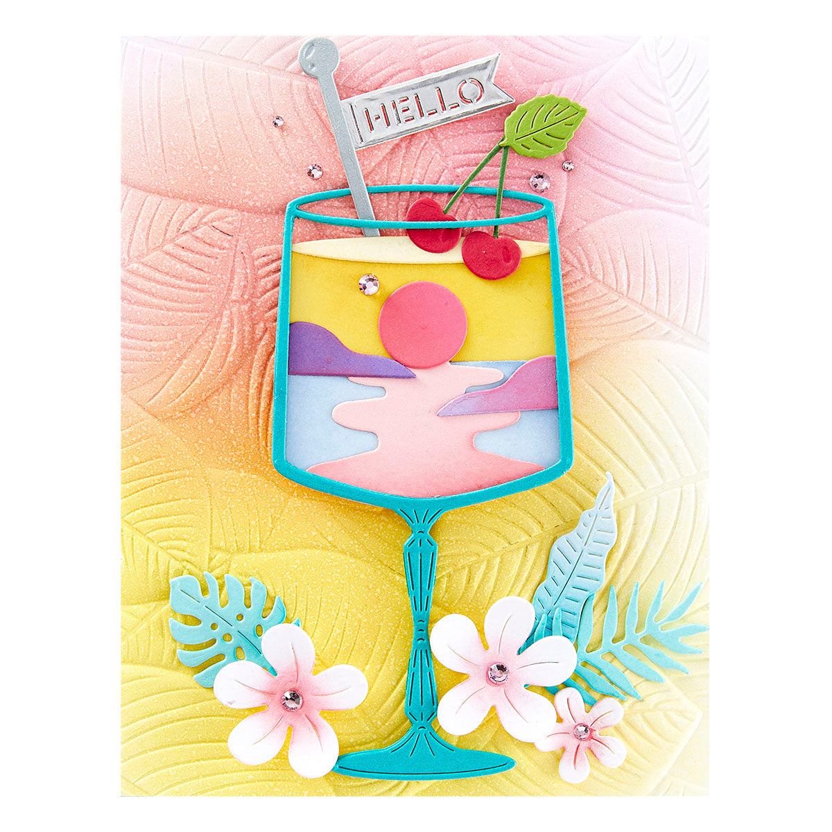 Spellbinders - Sunset in a Glass Etched Dies from the Happy Hour Collection