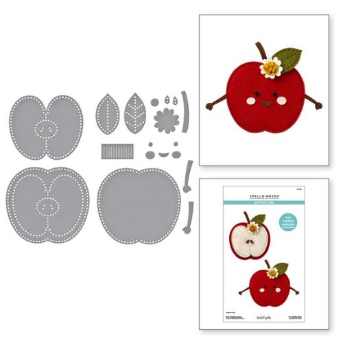 Spellbinders - Felt Cheeky Apple Etched Dies from the Summer Felt Stitch & Create Collection by Nichol Spohr