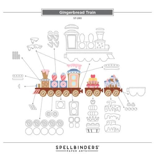 Spellbinders - Gingerbread Train Etched Dies from the Candy Christmas Collection by Stamperia