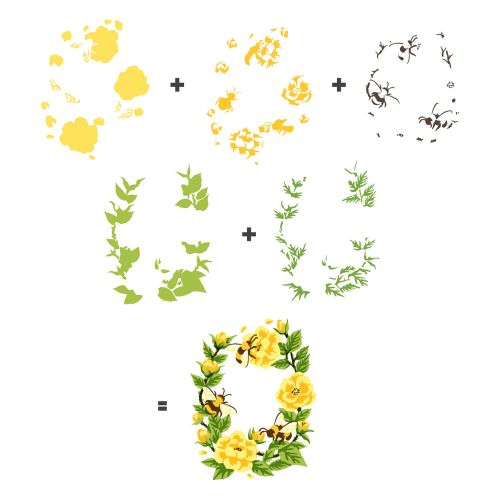Hero Arts - Color Layering Bee Florals Stencil