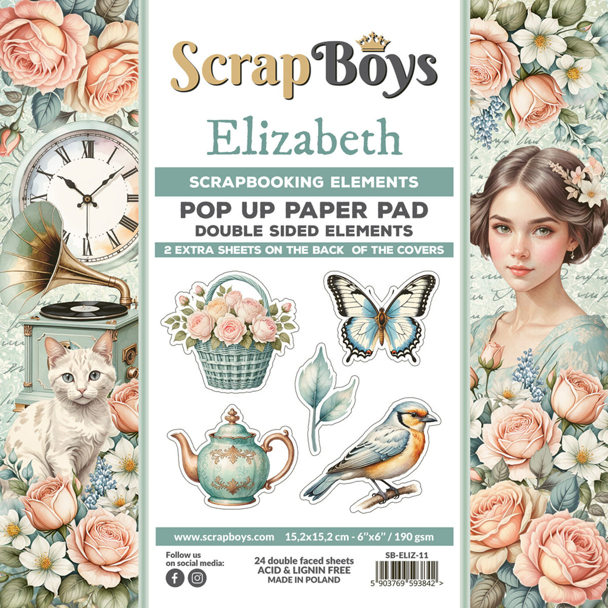 ScrapBoys Elizabeth 6x6 Inch Pop Up Paper Pad